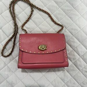 Coach Pink Crossbody Bag with Gold Chain